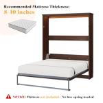 AMERLIFE Queen Size Murphy Bed with LED Light, Farmhouse Foldable Wall Bed with Charging Station & Gas Struts, Space-Saving Hidden Bedframe for Guest Room, Bedroom & Home Office, Brown