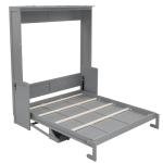 SOFTSEA Queen Size Murphy Bed with Desk, Hideaway Wall Bed with LED Lights and USB Ports, Folding Murphy Bed Frame for Small Space, Guest Room, Bedroom, Office, Grey