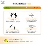 AMERLIFE Queen Size Murphy Bed with LED Light, Farmhouse Foldable Wall Bed with Charging Station & Gas Struts, Space-Saving Hidden Bedframe for Guest Room, Bedroom & Home Office, Brown