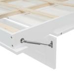 RUNNA Queen Size Murphy Bed Wall Bed with Shelves,Wardrobe and LED Lights,Easy to Assemble and fold, Suitable for Guest Room Home Office(White@099)