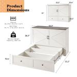 AMERLIFE Full Murphy Bed with Storage & Charging Station, Farmhouse Murphy Cabinet with Foldable Panel, Noisy Free, for Guest Bedroom, Living Room, Office, Distressed White