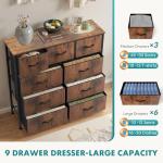 9 Drawer Fabric Dresser with Wood Top