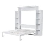 Harper & Bright Designs Queen Size Murphy Bed, Wooden Wall Bed with Shelves and LED Lights, White