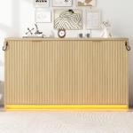 SOFTSEA Horizontal Murphy Bed Twin XL, Hideaway Wall Bed with LED Lights, can be Folded into Cabinet, Twin Murphy Bed Cabinet Space-Saving for Guest Room Bedroom or Home Office, Natural