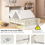 AMERLIFE Full Murphy Bed with Storage & Charging Station, Farmhouse Murphy Cabinet with Foldable Panel, Noisy Free, for Guest Bedroom, Living Room, Office, Distressed White