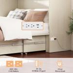 AMERLIFE Full Murphy Bed with Storage & Charging Station, Farmhouse Murphy Cabinet with Foldable Panel, Noisy Free, for Guest Bedroom, Living Room, Office, Distressed White