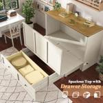 AMERLIFE Full Murphy Bed with Storage & Charging Station, Farmhouse Murphy Cabinet with Foldable Panel, Noisy Free, for Guest Bedroom, Living Room, Office, Distressed White