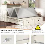 AMERLIFE Queen Murphy Bed with Storage & Charging Station, Farmhouse Murphy Cabinet with Foldable Panel, Noisy Free, for Guest Bedroom, Living Room, Office, Distressed White