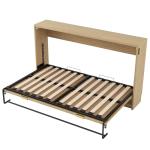 SOFTSEA Horizontal Murphy Bed Twin XL, Hideaway Wall Bed with LED Lights, can be Folded into Cabinet, Twin Murphy Bed Cabinet Space-Saving for Guest Room Bedroom or Home Office, Natural