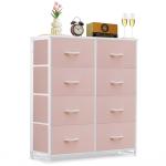 Pink Tall 8-Drawer Dresser with Fabric Bins