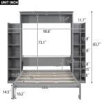 Ball & Cast Full Size Murphy Bed Wall Bed with Shelves and LED Lights,can be Folded,Hideaway Cabinet Bedframe W/ 2 Five-Layer Cabinets,Slat Support,No Box Spring Needed,for Apartment,Bedroom,Gray