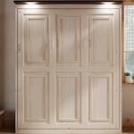 Modern Queen Size Murphy Bed Wall Bed with Light, Traditional Solid Wood Murphy Cabinet Bedframe, Can be Folded, Space-Saving Design