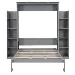 Ball & Cast Full Size Murphy Bed Wall Bed with Shelves and LED Lights,can be Folded,Hideaway Cabinet Bedframe W/ 2 Five-Layer Cabinets,Slat Support,No Box Spring Needed,for Apartment,Bedroom,Gray