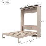 Modern Queen Size Murphy Bed Wall Bed with Light, Traditional Solid Wood Murphy Cabinet Bedframe, Can be Folded, Space-Saving Design