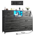 8-Drawer Fabric Dresser with Charging Station