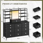 Romorgniz Black Dresser with LED Lights and Drawers