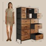 Rustic Brown 12-Drawer Dresser with LED Lights