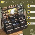 Romorgniz Black Dresser with LED Lights and Drawers