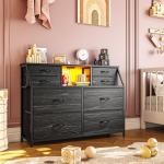 Modern 8-Drawer Dresser with Power Strip & LED
