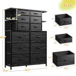 Black Dresser with 12 Drawers and LED Lights