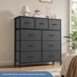 DUMOS 9-Drawer Fabric Dresser with Wood Top