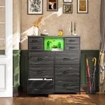10-Drawer Bedroom Dresser with LED Light & Power Outlet