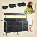 Black Dresser with LED Light and 13 Drawers