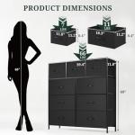 9-Drawer Tall Dresser with Wooden Top, Black