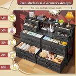 8-Drawer Fabric Dresser with Charging Station