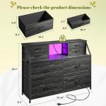Modern 8-Drawer Dresser with Power Strip & LED