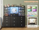 Romorgniz Black Dresser with LED Lights and Drawers