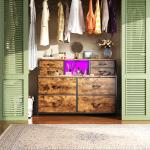 8 Drawer Fabric Storage Dresser with LED Lighting