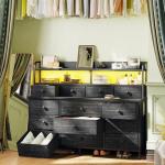 Black Dresser with LED Light and 13 Drawers