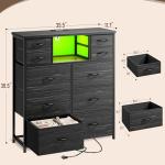 10-Drawer Bedroom Dresser with LED Light & Power Outlet