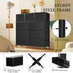 9-Drawer Tall Dresser with Wooden Top, Black