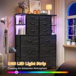 Black Dresser with 12 Drawers and LED Lights