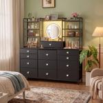 Romorgniz Black Dresser with LED Lights and Drawers