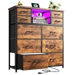10-Drawer Bedroom Dresser with LED Light and Power Outlet