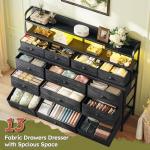 Black Dresser with LED Light and 13 Drawers