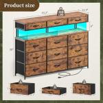 Bedroom Dresser with Charging Station and LED Lights