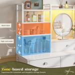 White 12-Drawer LED Dresser with Open Shelves