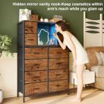 Rustic Brown 12-Drawer Dresser with LED Lights