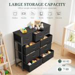 9-Drawer Tall Dresser with Wooden Top, Black