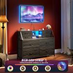 8-Drawer Fabric Dresser with Charging Station