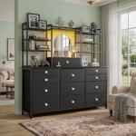 Romorgniz Black Dresser with LED Lights and Drawers