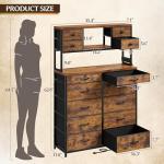 Rustic Brown Dresser with Charging Station and LED Lights