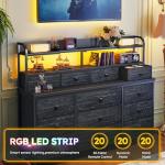 Black Dresser with LED Light and 13 Drawers