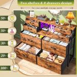 8 Drawer Fabric Storage Dresser with LED Lighting