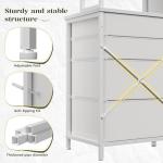 White 12-Drawer LED Dresser with Open Shelves