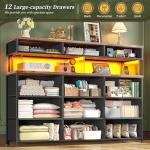 Bedroom Dresser with Charging Station and LED Lights